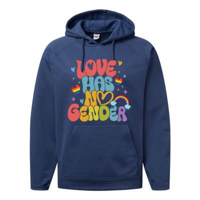 Retro Love Has No Gender Pride Month Lgbtq Meaningful Gift Performance Fleece Hoodie