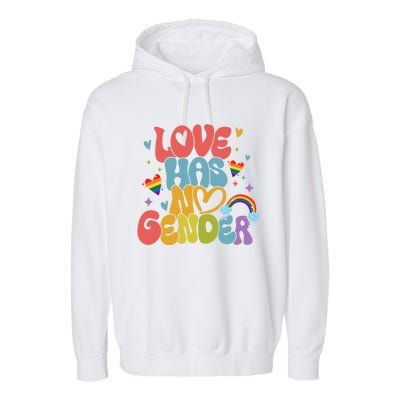 Retro Love Has No Gender Pride Month Lgbtq Meaningful Gift Garment-Dyed Fleece Hoodie