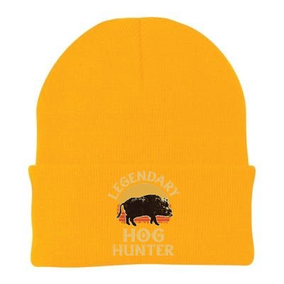 Retro Legendary Hog Hunter Vintage Pig Hog Boar Hunting Cool Gift Knit Cap Winter Beanie