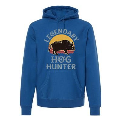 Retro Legendary Hog Hunter Vintage Pig Hog Boar Hunting Cool Gift Premium Hoodie