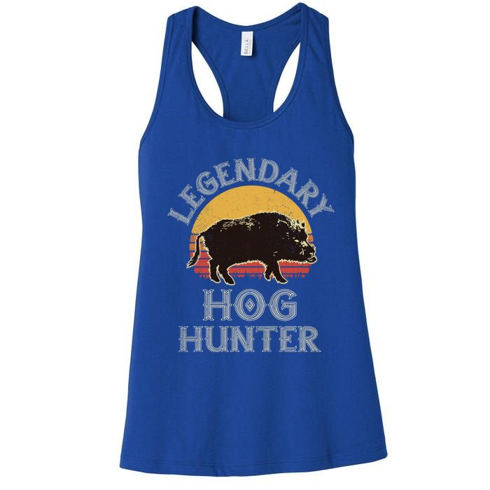 Retro Legendary Hog Hunter Vintage Pig Hog Boar Hunting Cool Gift Women's Racerback Tank