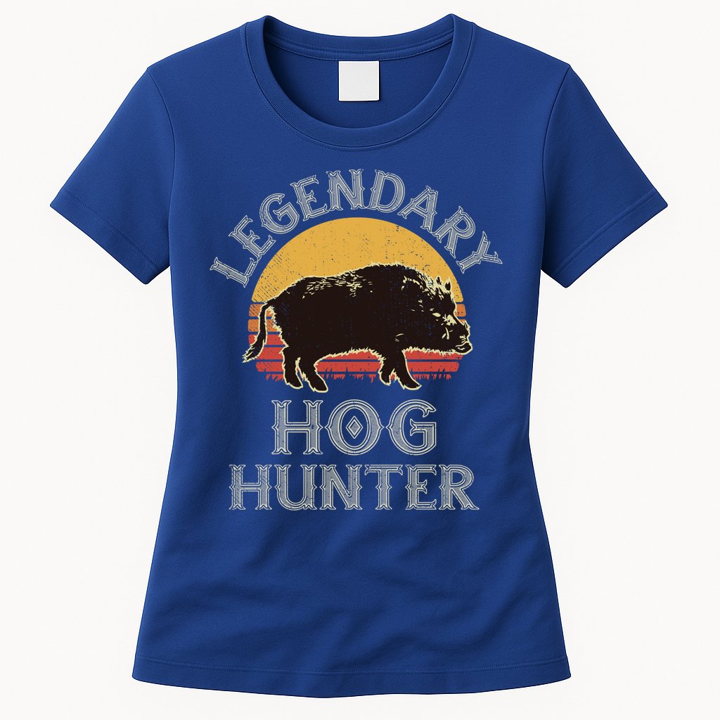 Retro Legendary Hog Hunter Vintage Pig Hog Boar Hunting Cool Gift Womens T-Shirt