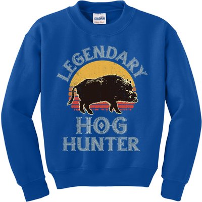 Retro Legendary Hog Hunter Vintage Pig Hog Boar Hunting Cool Gift Kids Sweatshirt