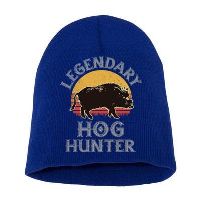 Retro Legendary Hog Hunter Vintage Pig Hog Boar Hunting Cool Gift Short Acrylic Beanie