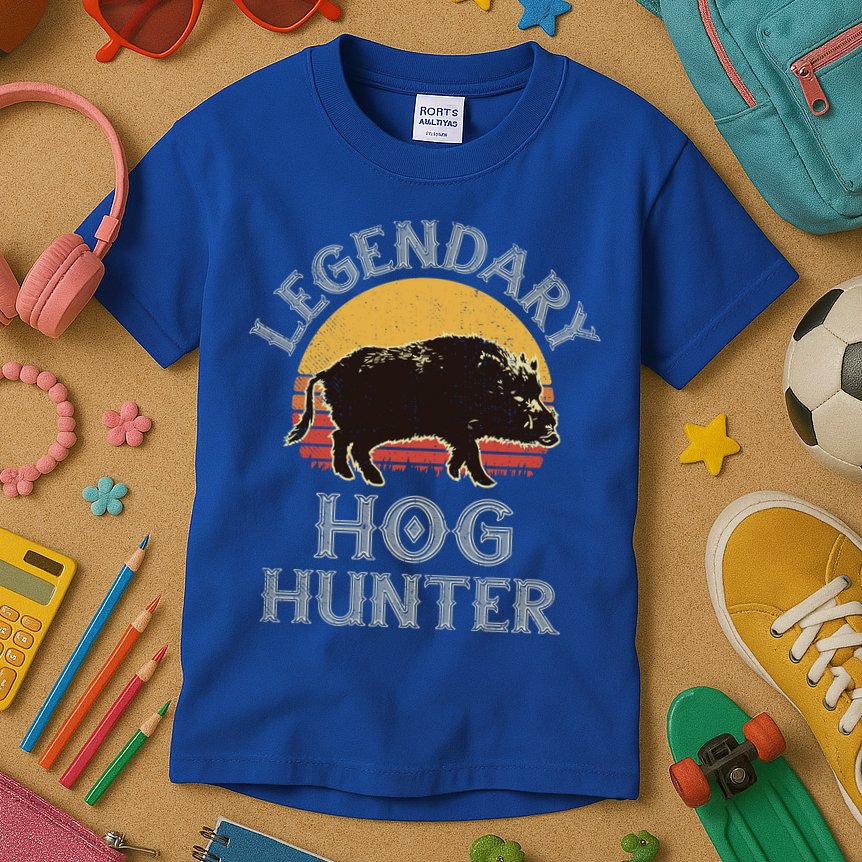 Retro Legendary Hog Hunter Vintage Pig Hog Boar Hunting Cool Gift Kids T-Shirt