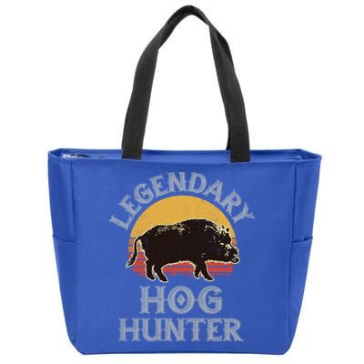 Retro Legendary Hog Hunter Vintage Pig Hog Boar Hunting Cool Gift Zip Tote Bag