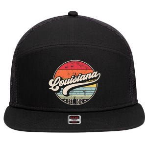 Retro Louisiana Home State La Cool 70s Style Sunset 7 Panel Mesh Trucker Snapback Hat