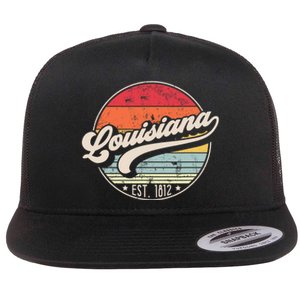 Retro Louisiana Home State La Cool 70s Style Sunset Flat Bill Trucker Hat