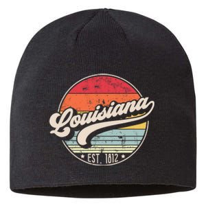 Retro Louisiana Home State La Cool 70s Style Sunset Sustainable Beanie