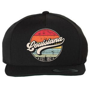 Retro Louisiana Home State La Cool 70s Style Sunset Wool Snapback Cap