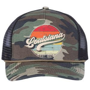 Retro Louisiana Home State La Cool 70s Style Sunset Retro Rope Trucker Hat Cap