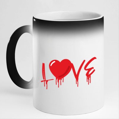 Red Love Heart Valentine's Day Gift 11oz Black Color Changing Mug