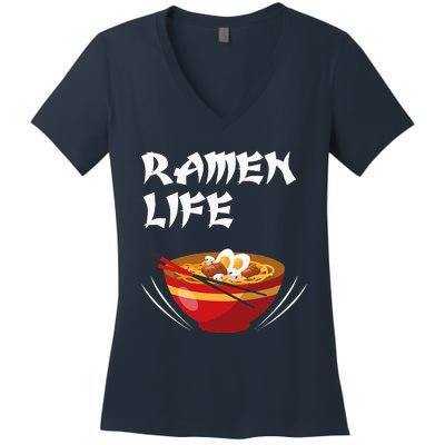 Ramen Life Hoodie Tasty Anime Noodle Bowl Women's V-Neck T-Shirt