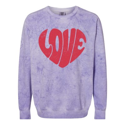 Retro Love Heart Vintage Graphic And Cute Gift Colorblast Crewneck Sweatshirt