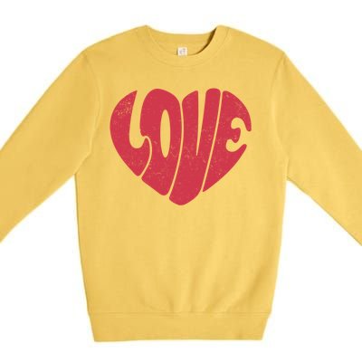 Retro Love Heart Vintage Graphic And Cute Gift Premium Crewneck Sweatshirt