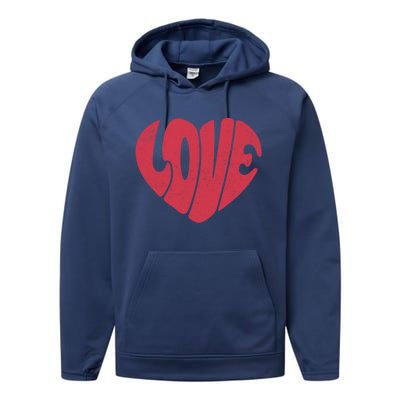 Retro Love Heart Vintage Graphic And Cute Gift Performance Fleece Hoodie