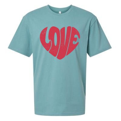 Retro Love Heart Vintage Graphic And Cute Gift Sueded Cloud Jersey T-Shirt