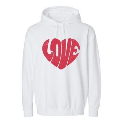 Retro Love Heart Vintage Graphic And Cute Gift Garment-Dyed Fleece Hoodie