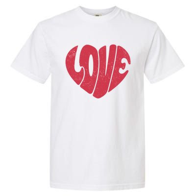 Retro Love Heart Vintage Graphic And Cute Gift Garment-Dyed Heavyweight T-Shirt