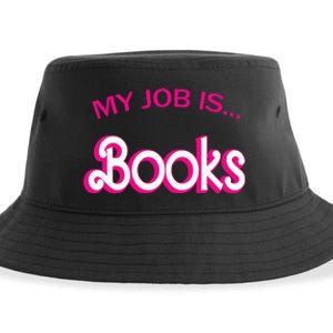 Retro Librarian Humor Funny Library Life My Job Is Books Sustainable Bucket Hat