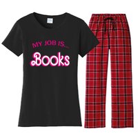 Retro Librarian Humor Funny Library Life My Job Is Books Women's Flannel Pajama Set