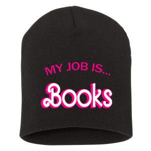 Retro Librarian Humor Funny Library Life My Job Is Books Short Acrylic Beanie