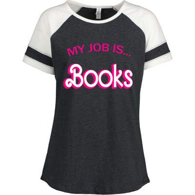 Retro Librarian Humor Funny Library Life My Job Is Books Enza Ladies Jersey Colorblock Tee