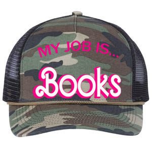 Retro Librarian Humor Funny Library Life My Job Is Books Retro Rope Trucker Hat Cap