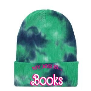 Retro Librarian Humor Funny Library Life My Job Is Books Tie Dye 12in Knit Beanie