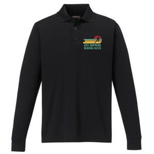 Runner Life Happens Running Helps Performance Long Sleeve Polo