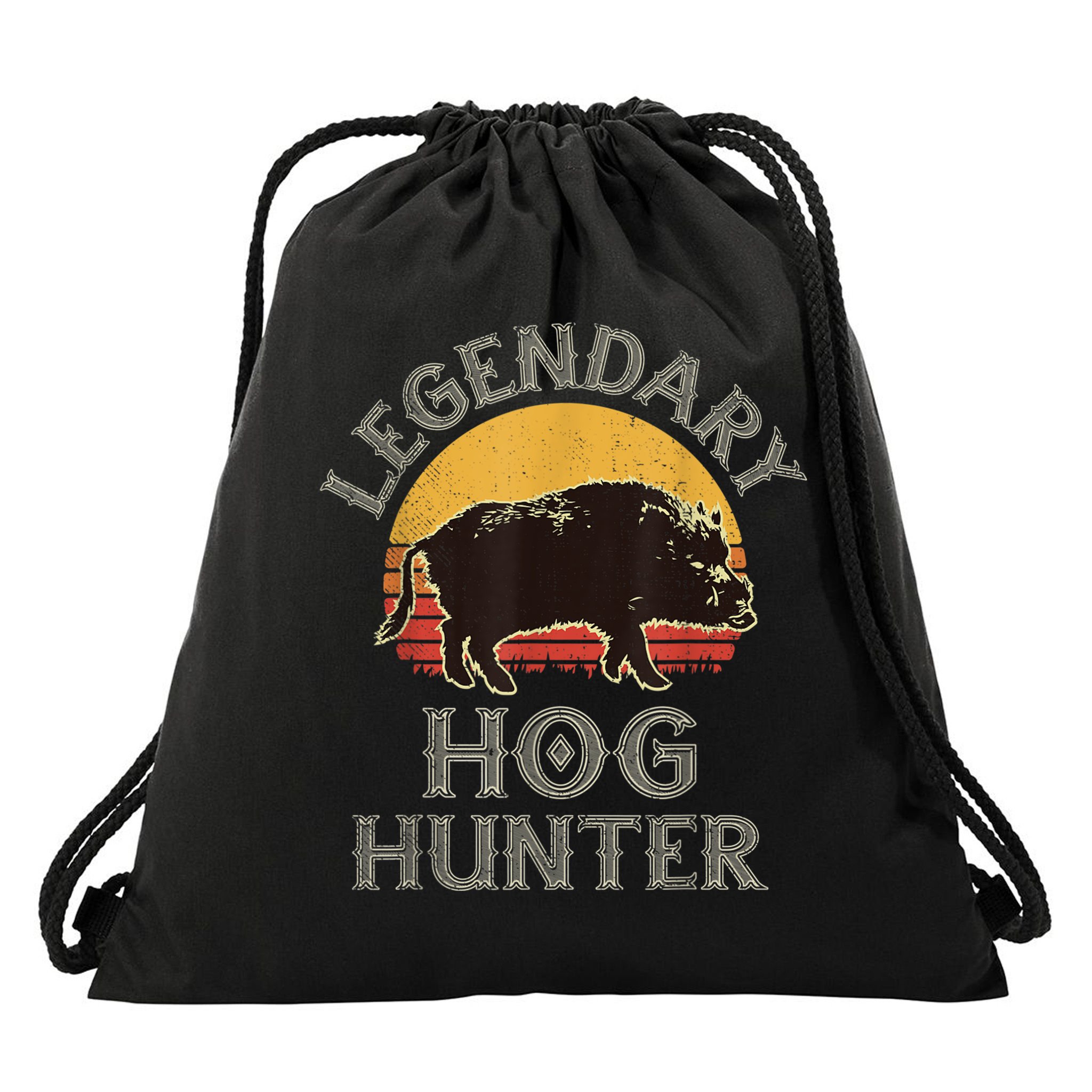 Retro Legendary Hog Hunter Vintage Pig Hog Boar Hunting Drawstring Bag