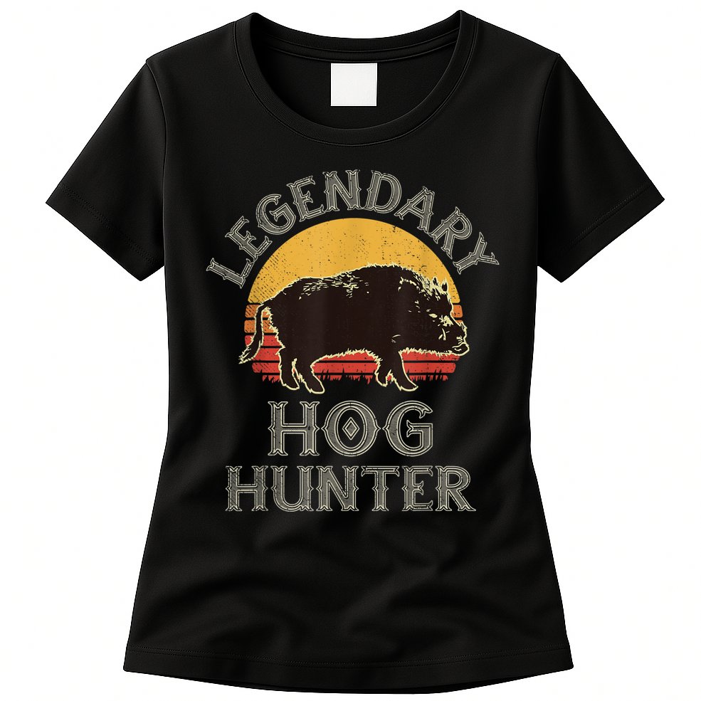 Retro Legendary Hog Hunter Vintage Pig Hog Boar Hunting Womens T-Shirt
