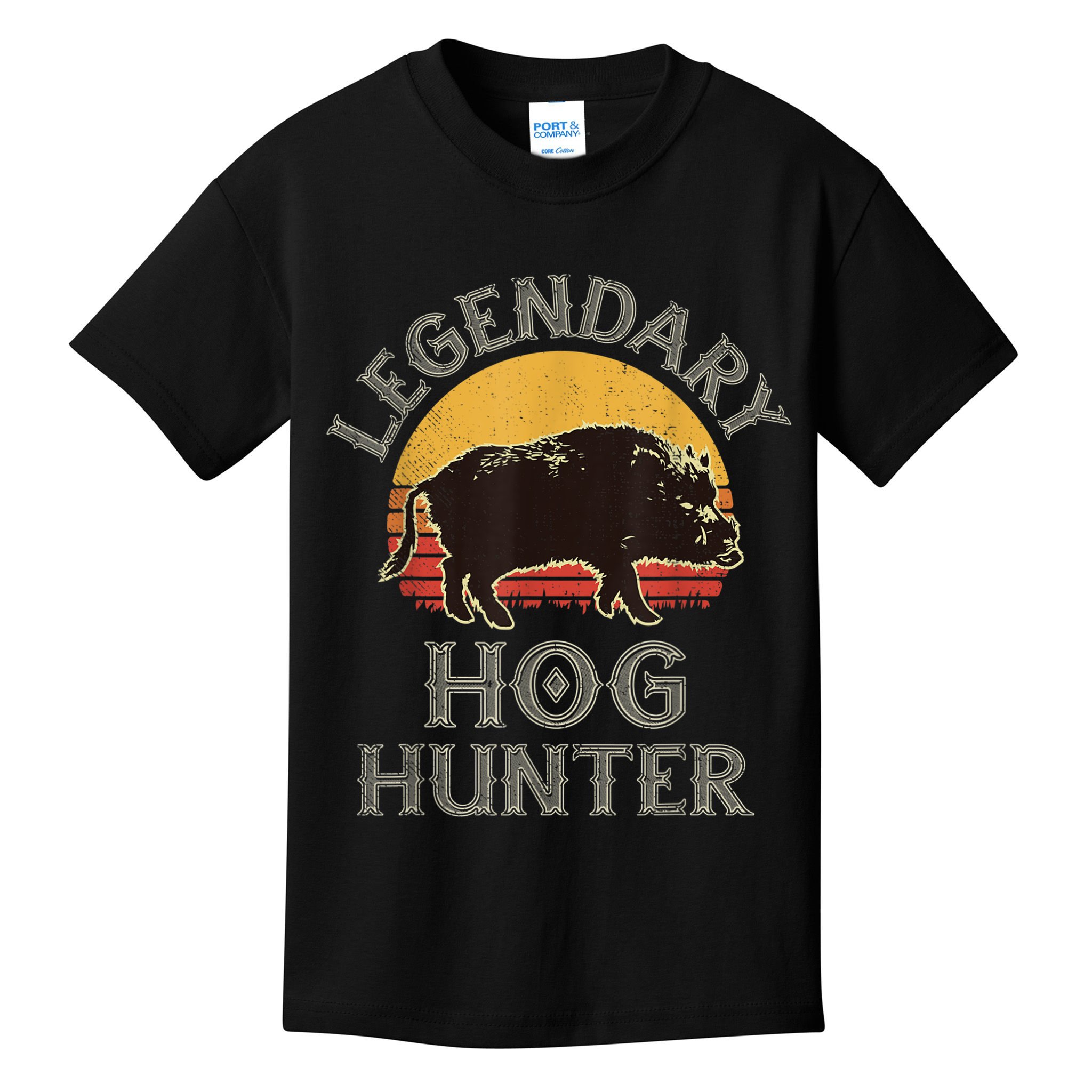 Retro Legendary Hog Hunter Vintage Pig Hog Boar Hunting Kids T-Shirt