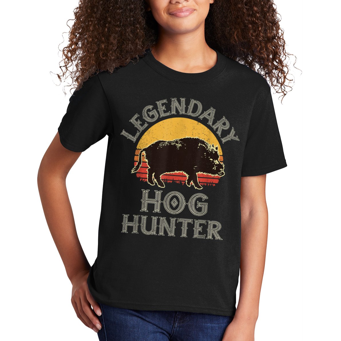 Retro Legendary Hog Hunter Vintage Pig Hog Boar Hunting Kids T-Shirt