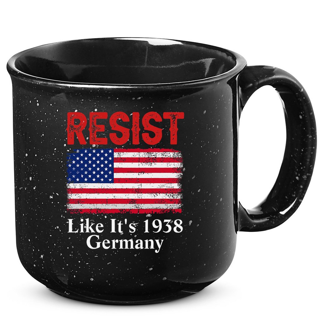 Resist Like Its 1938 Germany Historical Germany USA Flag 15oz Campfire Ceramic Mug