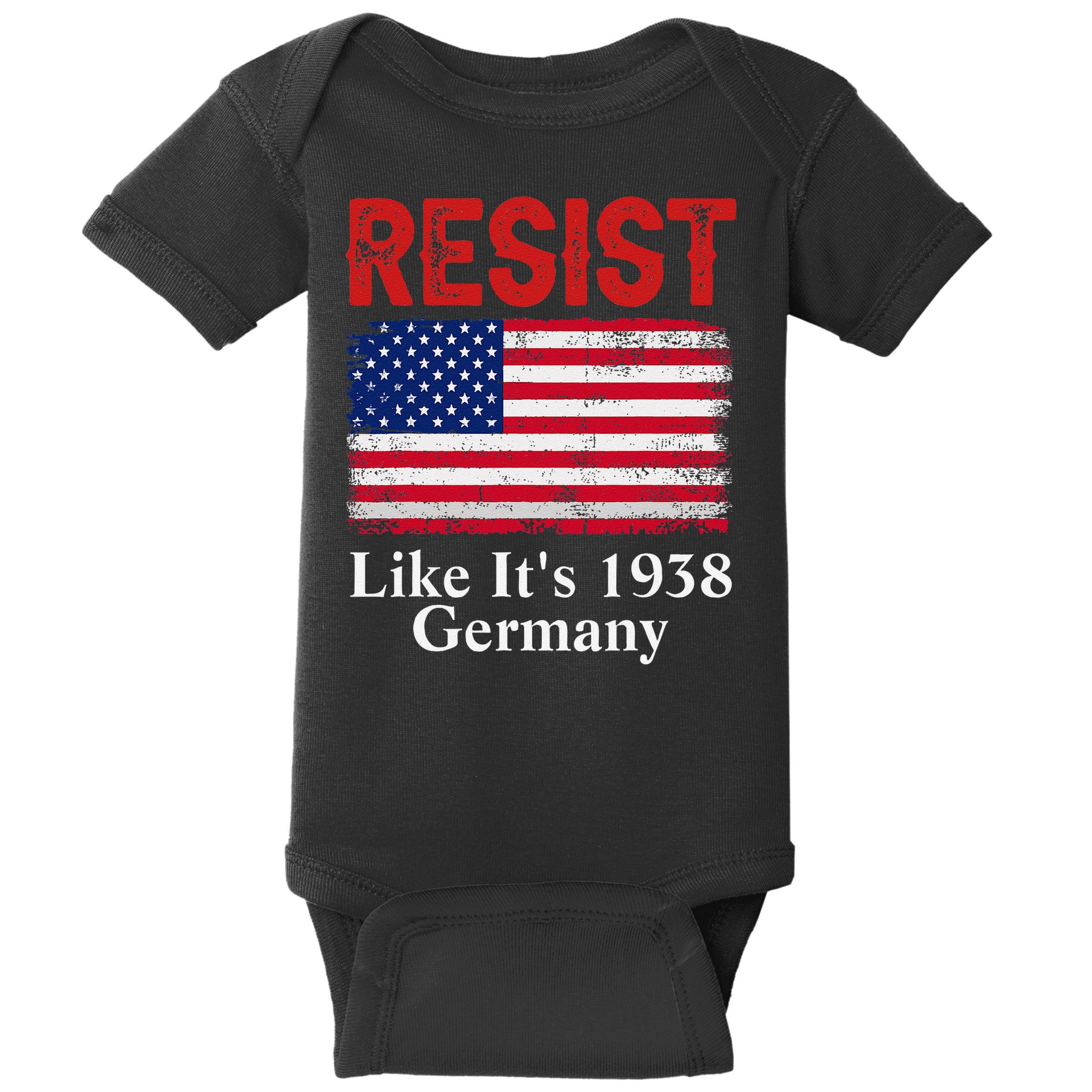 Resist Like Its 1938 Germany Historical Germany USA Flag Baby Bodysuit