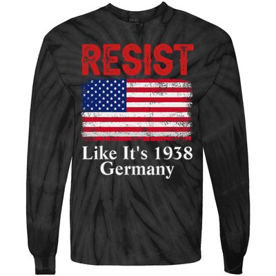 Resist Like Its 1938 Germany Historical Germany USA Flag Tie-Dye Long Sleeve Shirt