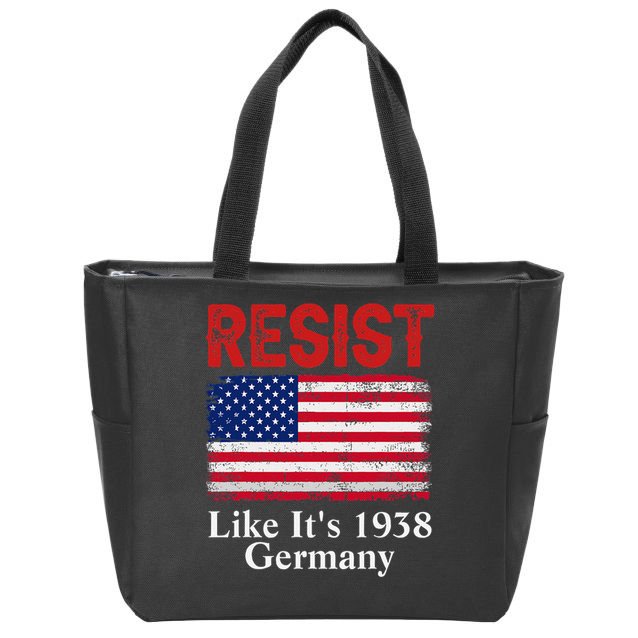 Resist Like Its 1938 Germany Historical Germany USA Flag Zip Tote Bag