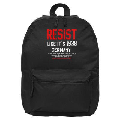 Resist like its 1938 Germany Reject Fascism Project 2025 16 in Basic Backpack