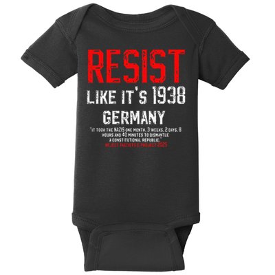 Resist like its 1938 Germany Reject Fascism Project 2025 Baby Bodysuit