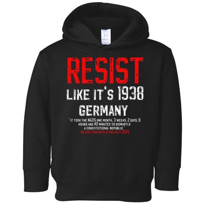 Resist like its 1938 Germany Reject Fascism Project 2025 Toddler Hoodie