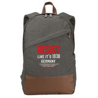 Resist like its 1938 Germany Reject Fascism Project 2025 Cotton Canvas Backpack