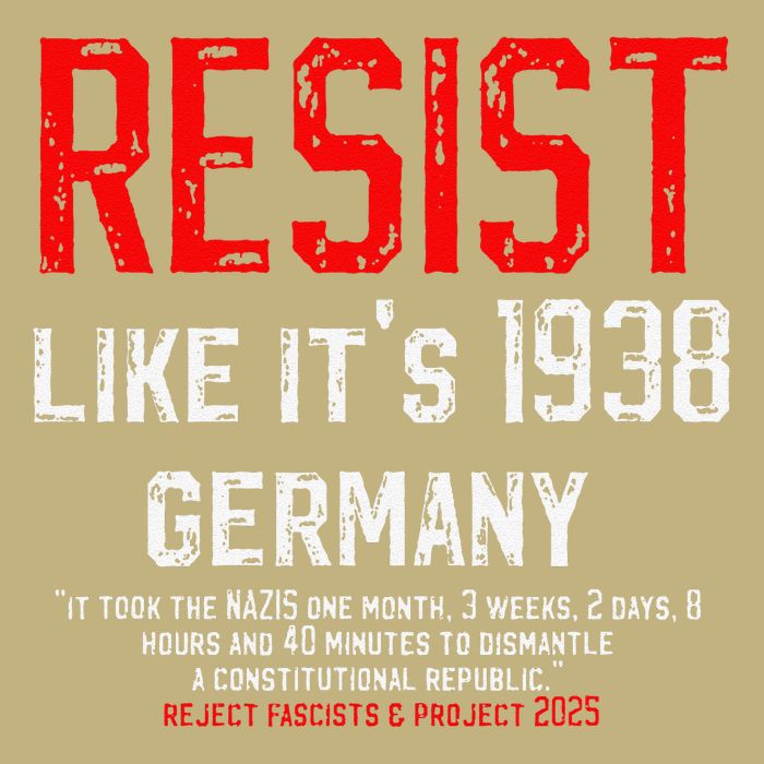 Resist like its 1938 Germany Reject Fascism Project 2025 Button