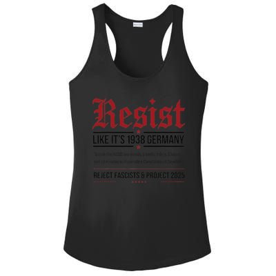 Resist like its 1938 Germany Reject Fascism Project 2025 Ladies PosiCharge Competitor Racerback Tank