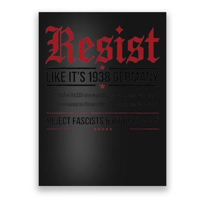 Resist like its 1938 Germany Reject Fascism Project 2025 Poster