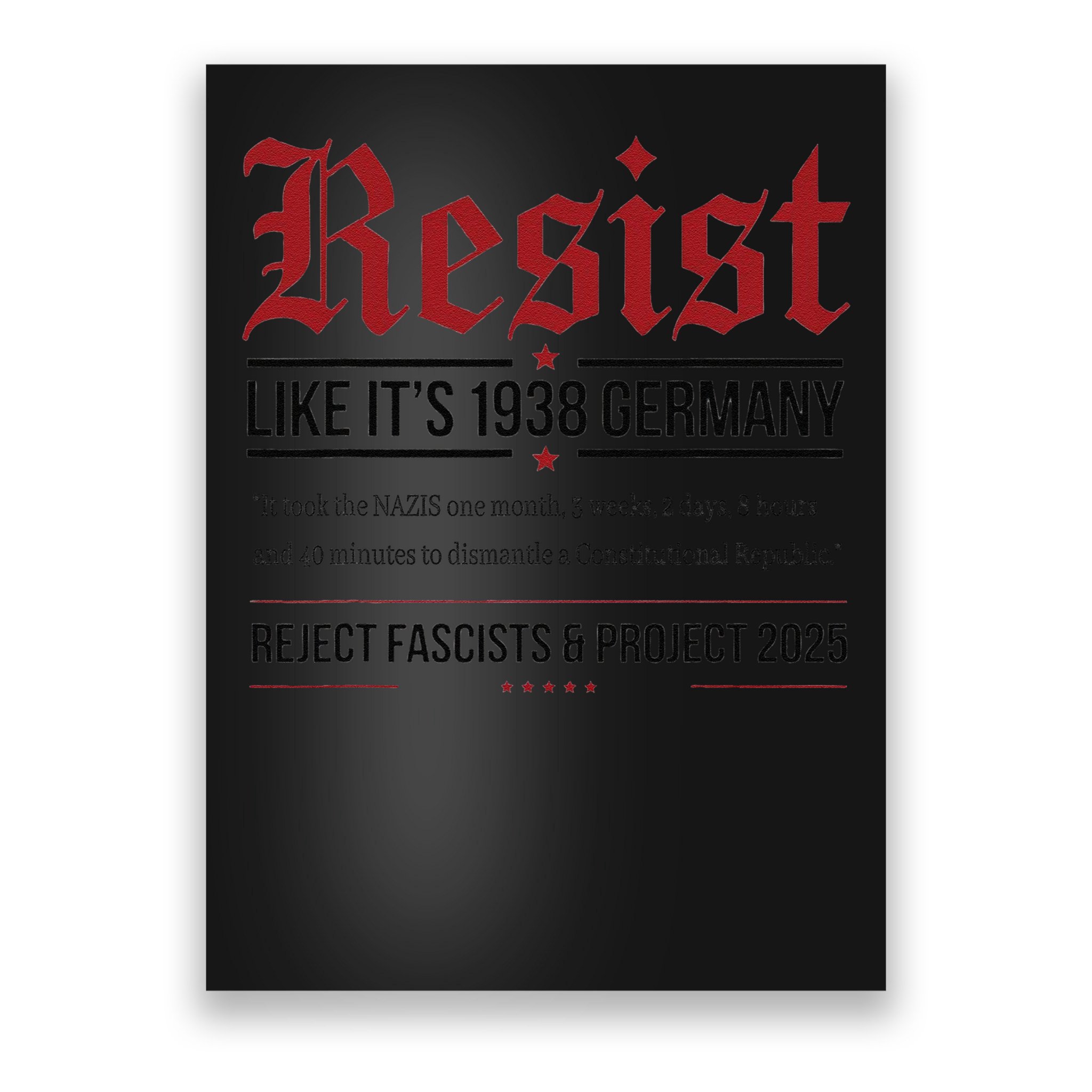 Resist like its 1938 Germany Reject Fascism Project 2025 Poster