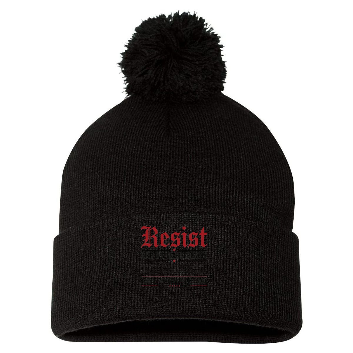 Resist like its 1938 Germany Reject Fascism Project 2025 Pom Pom 12in Knit Beanie