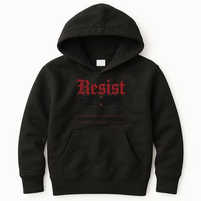 Resist like its 1938 Germany Reject Fascism Project 2025 Kids Hoodie
