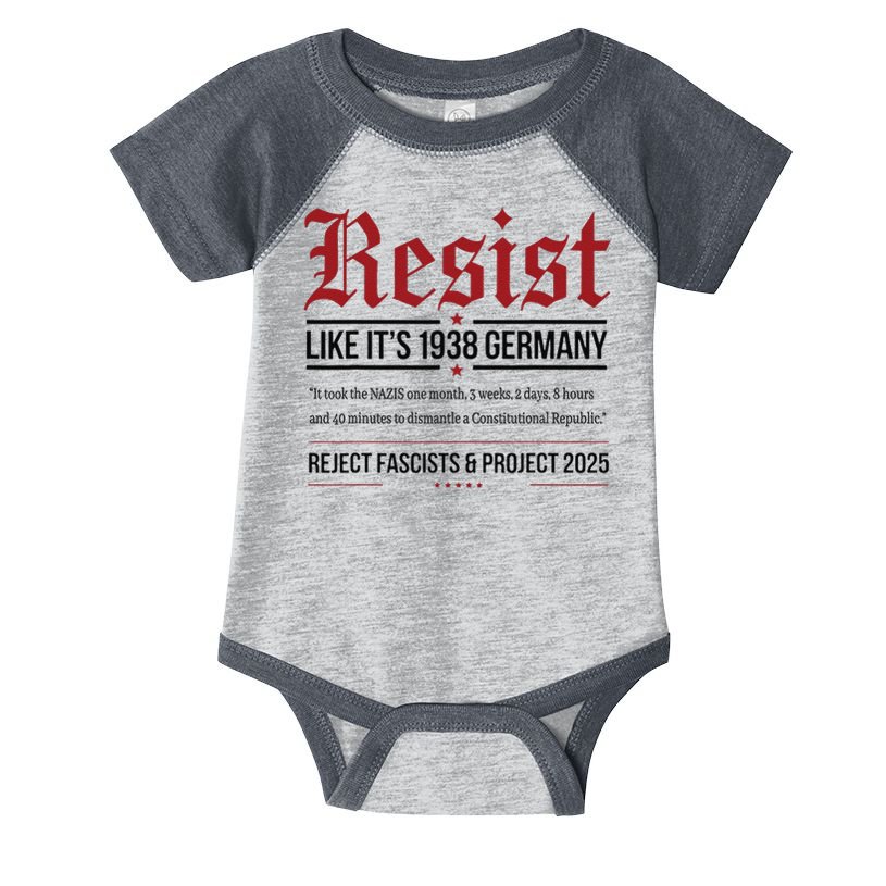 Resist like its 1938 Germany Reject Fascism Project 2025 Infant Baby Jersey Bodysuit