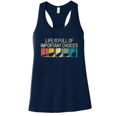 Retro Life Is Full Of Important Choices Vinatge Golf Clubs Gift Funny Golf Women's Racerback Tank